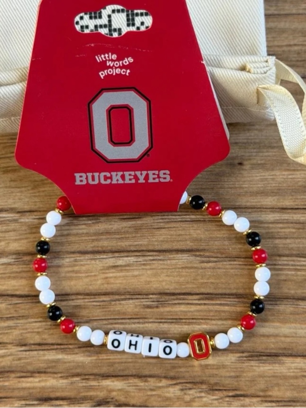 Little Words Project Ohio State “Ohio” Beaded Stretch Bracelet